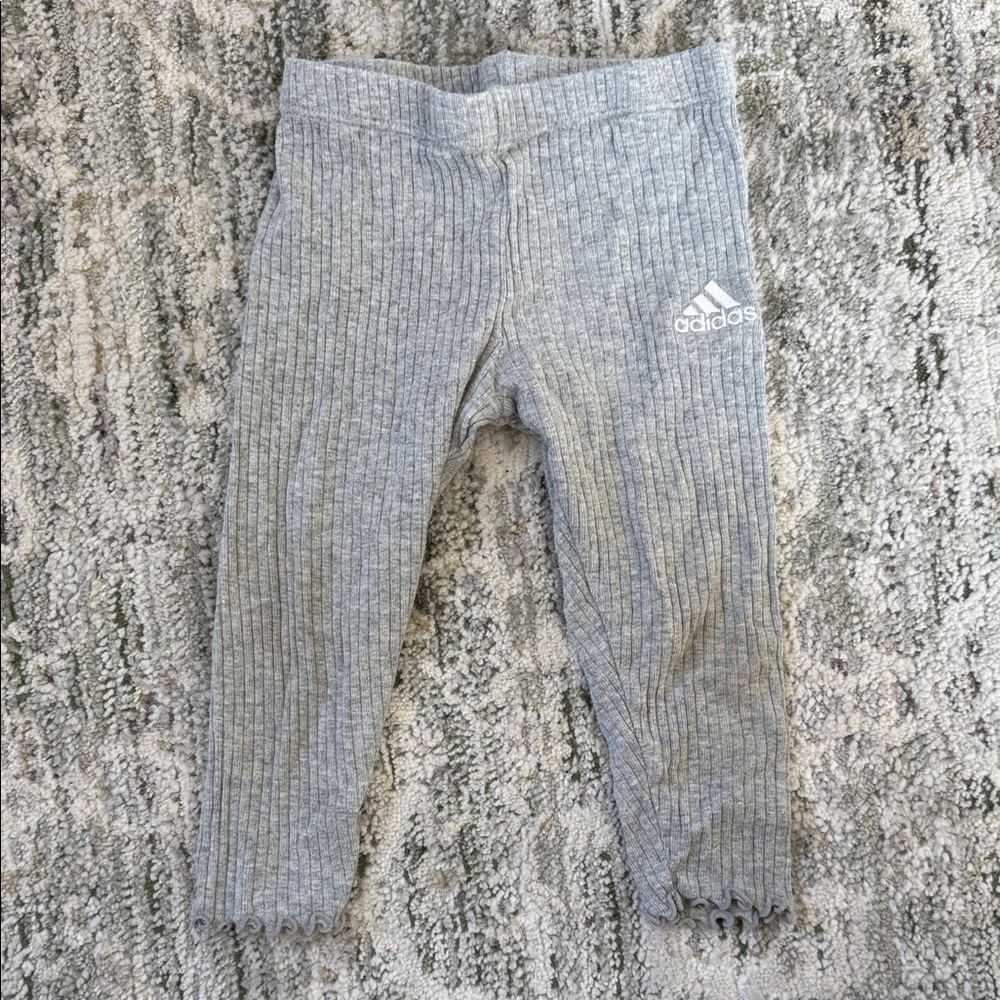 Adidas Kids Light Gray Ribbed Leggings